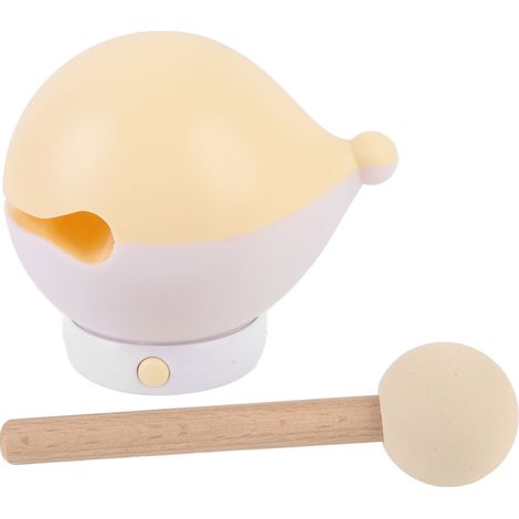 Veilleuse en bois en forme de poisson, 3 niveaux de luminosité, rechargeable, mignonne, en silicone, avec autocollant marteau pour chambre, couleur abricot (1/5)