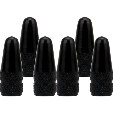 Lot de 6 bouchons de valve noirs pour vélo, protection anti-poussière en alliage d'aluminium pour jantes.-AquaForge