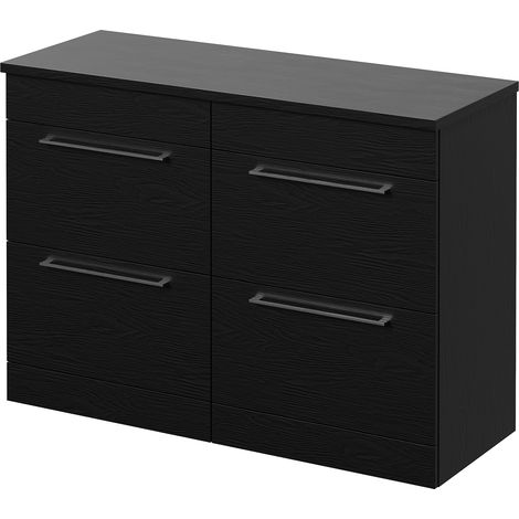 Napoli 460 Nero Oak 1200mm 4 Drawer Vanity Unit for Countertop Basins - 1200mm - Chrome 320mm Handle
