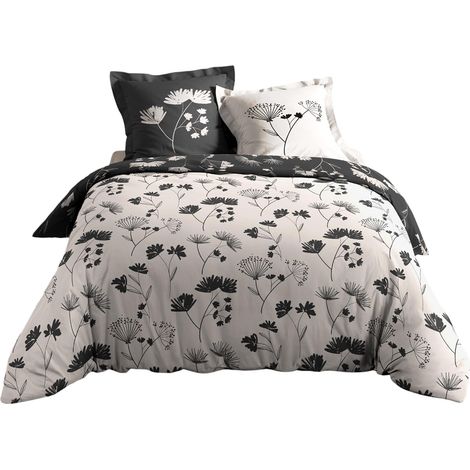 Parure de lit en percale de coton 240 x 260 cm Iris beige
