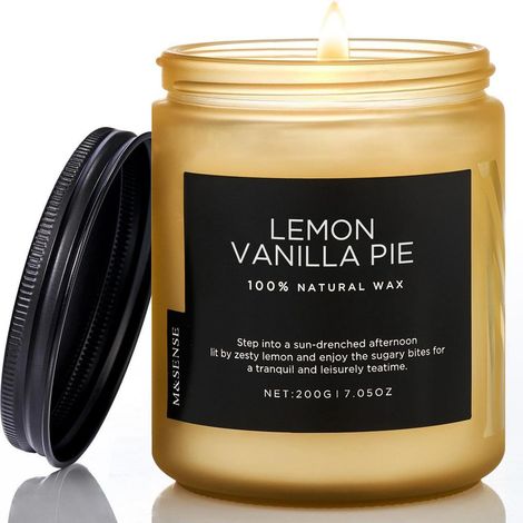 Duftkerze Zitrone Vanille Kuchen 200g Bio Sojawachs 50h Brenndauer