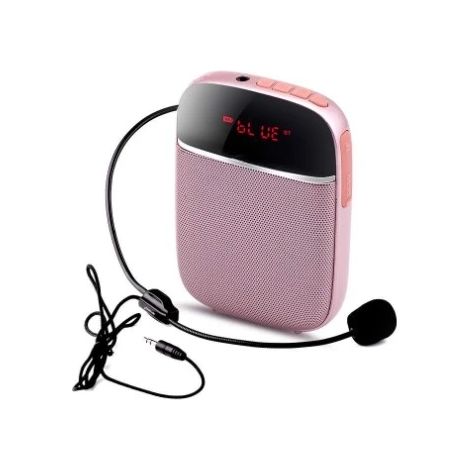 (Câble rose) Amplificateur vocal Bluetooth HiFi, microphone sans fil, enregistrement haute définition sur carte TF. (1/5)
