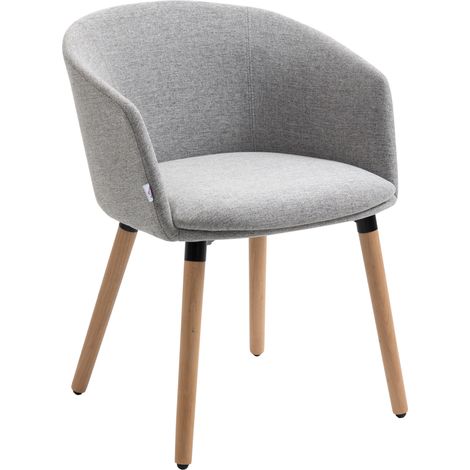 Chaise de salle à pliable 57 x 56 x 72 cm grise pour salon manger revêtue synthétique respirant, assise rembourrée pieds bois, (1/5)