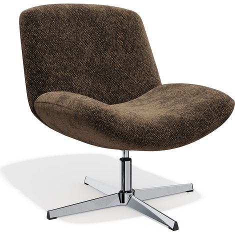 Fauteuil pivotant en velours texturé brun expresso ABY (1/5)