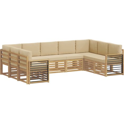 Conjunto de sofás de exterior 9 pcs y Beige 304 x 187,5 x 73 cm vidaXL (1/5)