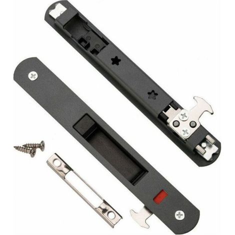 Serrure porte coulissante acier inox - Verrouillage crochet unilatéral Résistant corrosion - Fenêtres et portes vitrées - Blanc (1/4)