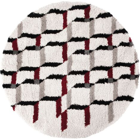 VIVARAISE - Tapis Vivaraise Erika - Tapis rond diamètre 160 cm en polypropylène blanc (1/5)