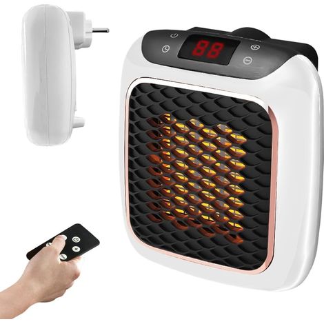 Radiateur Soufflant Mural, 800W Chauffage Enfichable, Mini Radiateur Électrique avec Télécommande, Radiateur Soufflant Salle de Bain Mural, pour Salon de Salle de Bain, Maison (1/5)