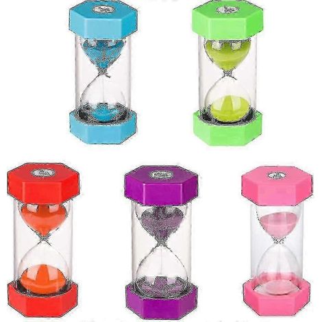 Ensemble de 5 sabliers pour enfants, fonction sablier, montre de cuisine, minuteur de cuisine avec sablier, 3, 5, 10 et 30 minutes (1/5)