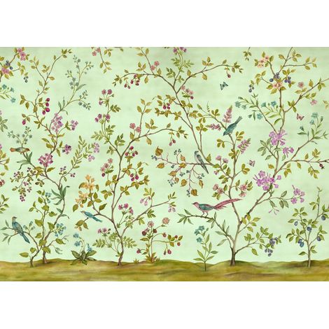 papier peint panoramique oiseaux de paradis vert - Komar (1/3)