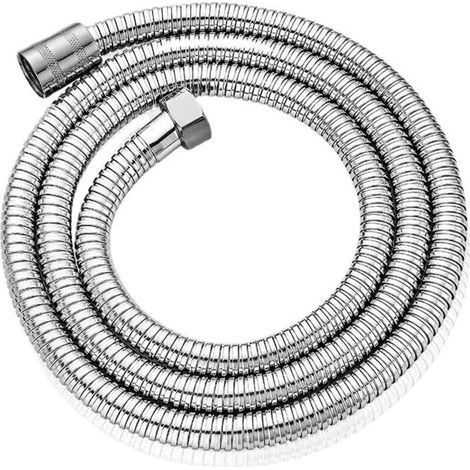 2m Shower Hose - Anti-twist, anti-kink and anti-leak, universal G1/2", with brass fittings and seal, robust replacement, silver (1/4)