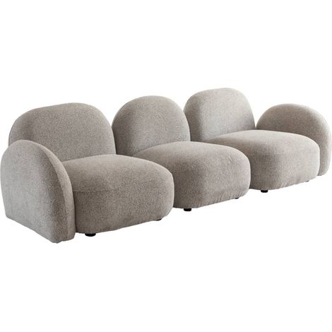 Canapé 3 modules en tissu bouclette gris Calya (1/5)