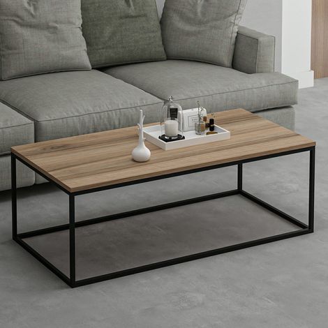 Couchtisch Arcella, rechteckig, Tischplatte aus veredeltem Holz, Gestellfarbe Nussbaum, 120x60x42h cm Braun Nussbaum (1/5)