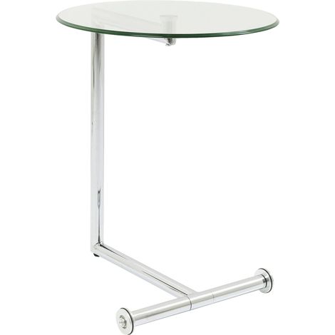 Kare Design Tavolino D'Appoggio Easy Living, Trasparente/Argento, 62X 46X51, Tondo, Stile Minimalista, Piccoli Spazi, Stile Moderno, Camera Da Letto O Salotto (1/4)