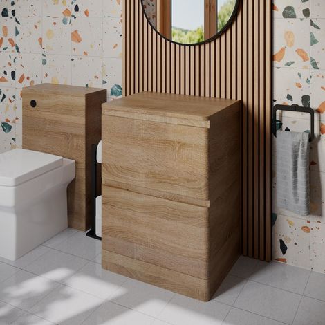 Bathroom Cloakroom Vanity Unit 600mm Freestanding Cabinet Storage Drawers Wood (1/5)