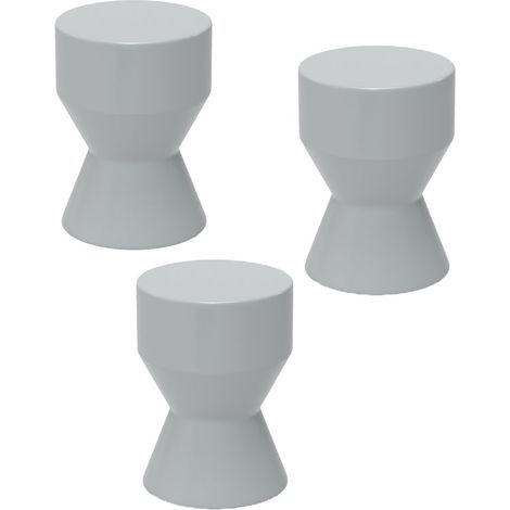 3er-Set sitzhocker aus Keramik 120kg belastbar Ø33 x 45,5 cm Wetterfest Garten Hocker in Sanduhrform Blumenhocker Fußhocker für Outdoor Camping Garten Terrasse Balkon Hellgrau