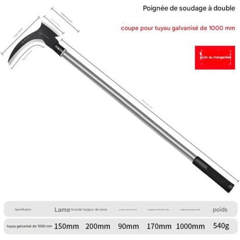 Faucille multifonction en acier au manganèse - outil de désherbage et de coupe, convient aux mauvaises herbes, branches, bambou et riz - 100 cm