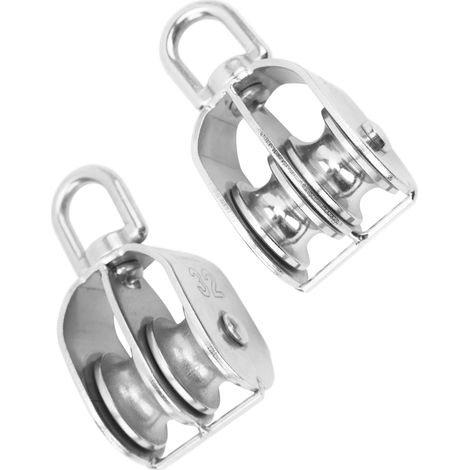 Poulie Double M32 Roulette Acier Inoxydable Rotation 360° pour Levage de Câble - Lot de 2 (1/5)