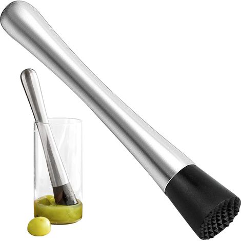 Pilon à cocktail en acier inoxydable 21 cm, presse-mojito avec tête rainurée en nylon, mixeur à fruits-AquaForge