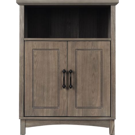 Mueble de almacenaje de pie de mdf marrón con cajón, el gabinete de baño independiente Russell con acabado en roble envejecido complementa cualquier estilo de (1/5)