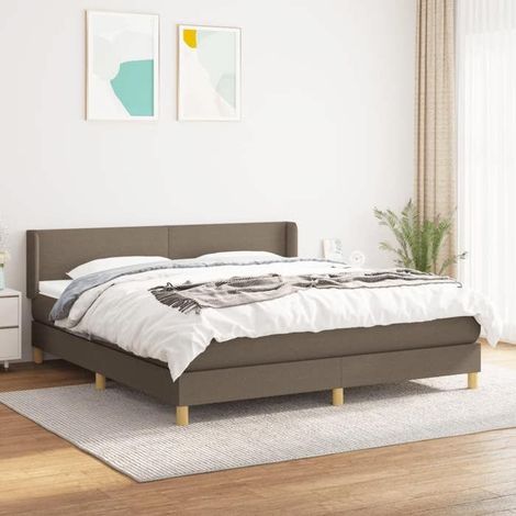 Sommier à lattes - 3130125 - Tissu taupe - Matelas 160x200 20cm (ressorts ensachés) - Tête de lit réglable (1/5)