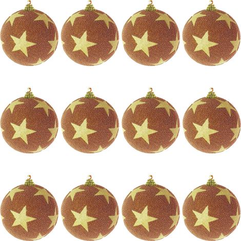 12 Stk. Weihnachtbaumkugeln Stern + Streifen 8 cm Variante-MYW53770-6-kupfer-variante