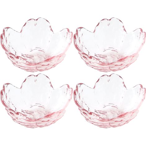 Bol En Verre - Forme Fleur De Cerisier - 8,3 x 4 x 3,8 cm - Pour Desserts, Soupes Et Apéritifs - Lot De 4