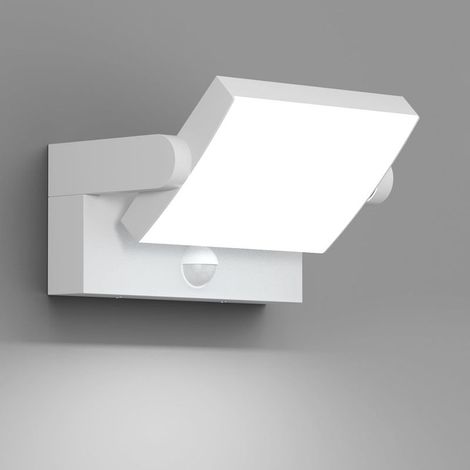 Applique murale LED panneau pivotant 350° détecteur mouvement IP65 aluminium (1/5)