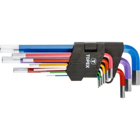 Clés hexagonales Topex, colorées, lot de 9 (1/2)