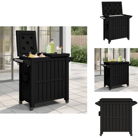 Chariot de service 3 en 1 noir polypropylène - Chariot De Service - Chariot Bar - Meuble Extérieur - Mobilier Jardin - Glacière Mobile (1/5)