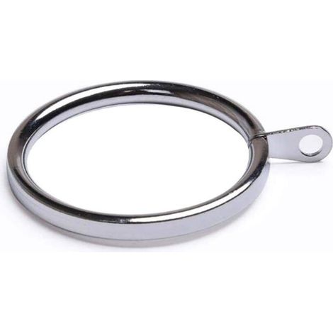 Lot de 20 anneaux de tringle à rideaux en métal argenté avec œillets de fixation, grands anneaux décoratifs ronds et robustes (1/5)