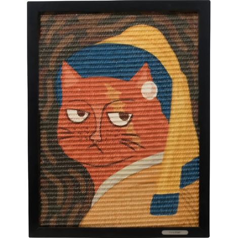 Tapis à gratter, matériau en sisal durable, infusé de cataire, Les filles au turban perlé (1/2)