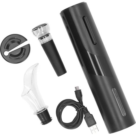 Automatisches elektrisches Flaschenöffner-Set mit Ausgießer und Vakuumpumpe, USB-Ladefunktion, Korkenzieher für Partys, Küche und Camping (1/5)