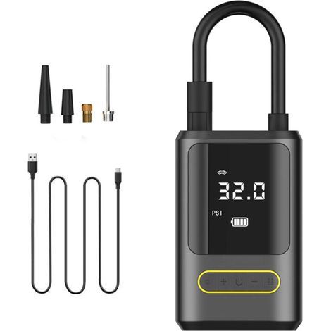Mini compresseur d’air électrique sans fil, pompe portable rechargeable 150 PSI avec écran LCD numérique, batterie 4000 mAh – pour pneus voiture, vélo, moto et trottinette (1/5)