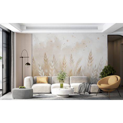 Papier peint nature - herbes de la pampa et blé séché - 150 x 250 cm (1/2)