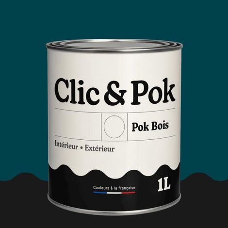 Peinture Bois Extérieur – POK BOIS - 1L - RAL 5020 - Bleu océan- Résistante aux intempéries - Ne s'écaille pas