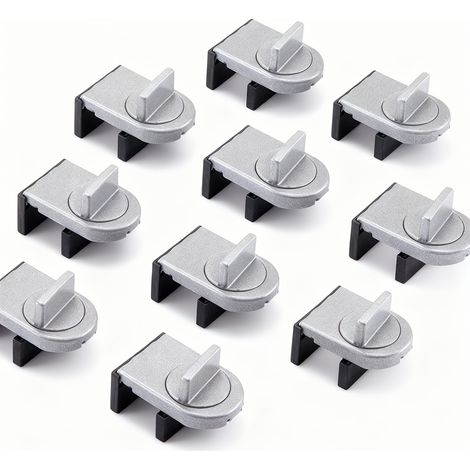 Serrures de sécurité pour portes et fenêtres coulissantes en aluminium avec clés, verrou anti-vol pour battants de portes/fenêtres coulissantes, anti-pincement, antichute, durables, lot de 10 pièces (1/5)