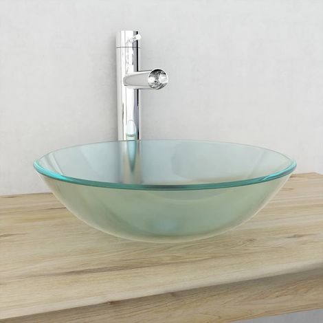 Lavabo Verre trempé 42 cm Givré (1/4)