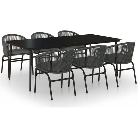 Juego de comedor de jardín muebles de exterior 7 piezas gris 020013960 (1/5)