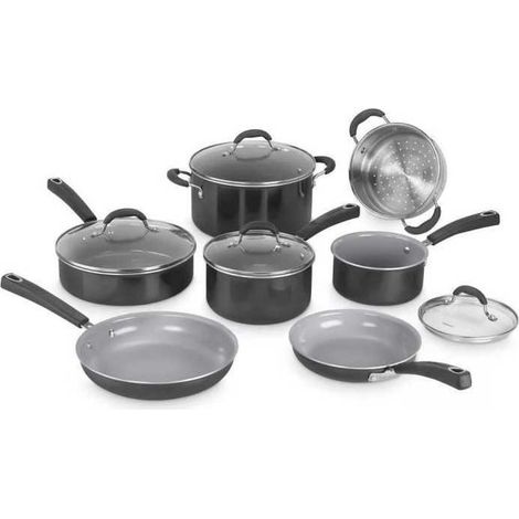 Casseruola da cucina Cuisinart 11 pezzi Ceramica XT antiaderente nero/grigio (1/5)