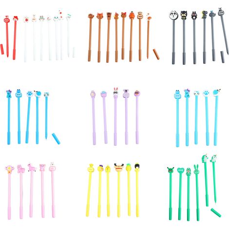 Lot de 50 stylos gel encre noire, style cartoon mignon, recharge lisse et remplaçable pour bureau, école, maison (1/5)
