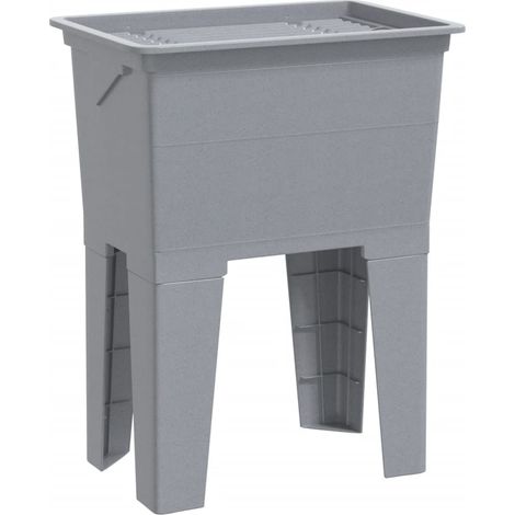 Bac à linge gris 59x41x75 cm résine