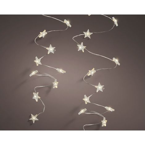 Micro Led c/stelle luce fissa argento/bianco caldo 195cm 40L a batteria (1/5)