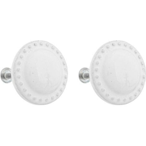 Lot de 2 Boutons de Meuble "Barbara" 4cm Blanc (1/2)