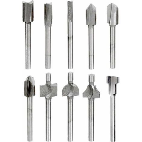 10 pezzi 3mm 1/8" Mini gambo HSS punte per fresa per falegnameria frese per lavorazione del legno per utensili rotanti Dremel Foredom (1/5)