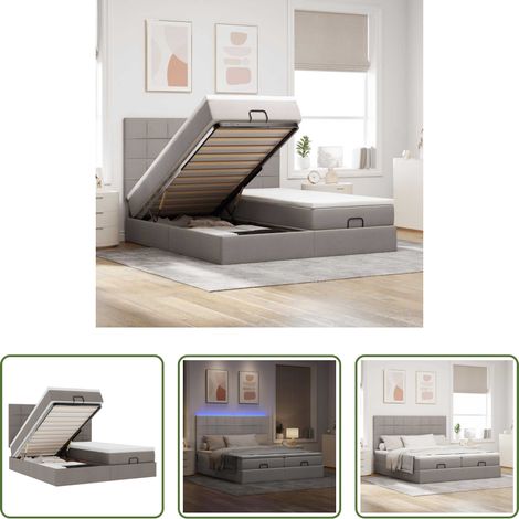 VidaXL Cadre de lit ottoman avec matelas taupe 180x200 cm tissu (1/5)