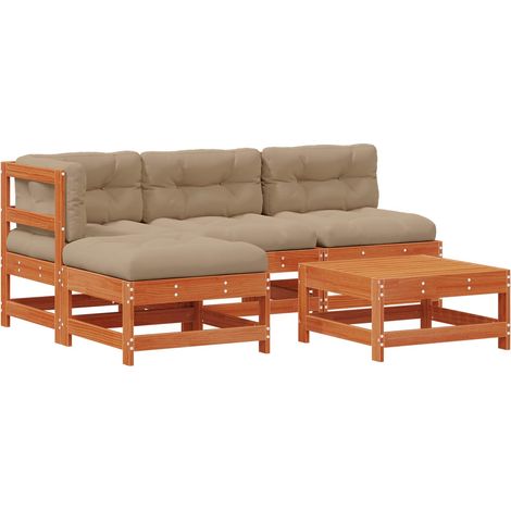 Conjunto de Sofás de Jardín 5 pcs Marrón Cera vidaXL (1/5)