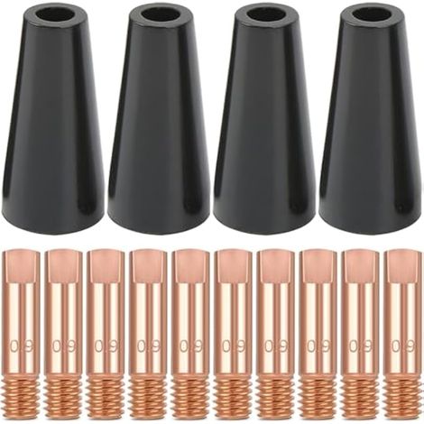 Kit d'embouts de buse sans gaz 14AK 15AK, pointe de contact de soudage MIG 0,8 mm 0,035'' M6, consommables de torche de soudage pour accessoires de soudeur MIG MAG 15AK 14AK MB15 (14pièces)