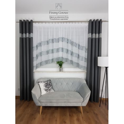 Tenda con occhielli decorati con strass - grigio scuro (1/3)