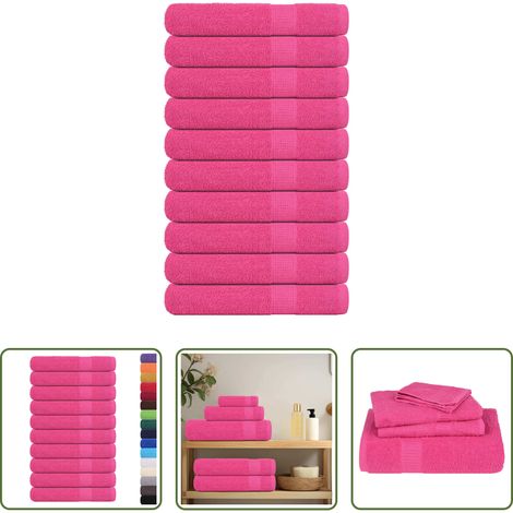 vidaXL Baumwolle Handtuch - Handtücher FROGN 10 Stk. Rosa 100x200 cm 360 g/m² (1/5)